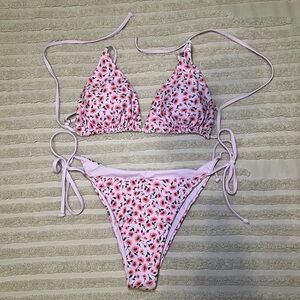 Pink floral bikini